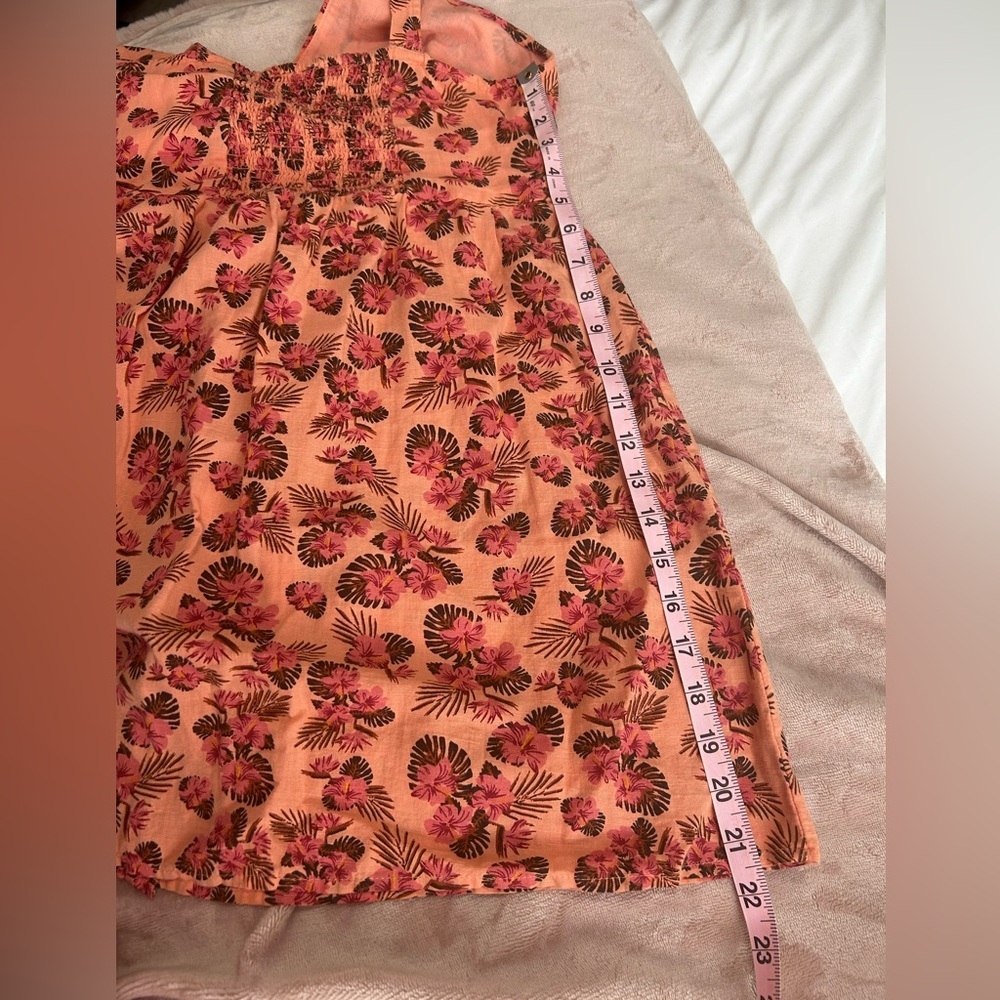 Zara Linen Blend Tropical Floral Faux Wrap Mini Vacation Dress - Picture 7 of 9